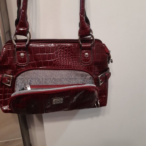 Burgundy/Maroon Purse Handbag Richardo Beverly Hills Medium Size - Picture 3 of 8